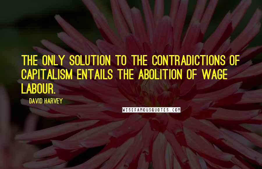 David Harvey Quotes: The only solution to the contradictions of capitalism entails the abolition of wage labour.