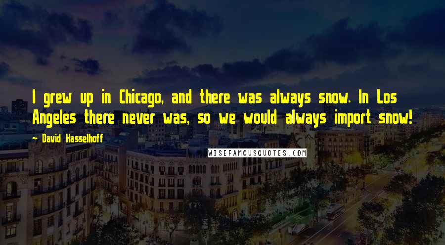 David Hasselhoff Quotes: I grew up in Chicago, and there was always snow. In Los Angeles there never was, so we would always import snow!