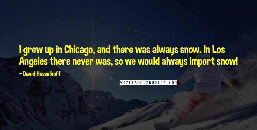 David Hasselhoff Quotes: I grew up in Chicago, and there was always snow. In Los Angeles there never was, so we would always import snow!