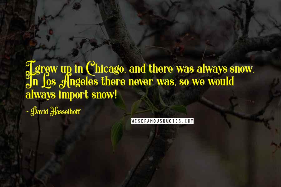 David Hasselhoff Quotes: I grew up in Chicago, and there was always snow. In Los Angeles there never was, so we would always import snow!