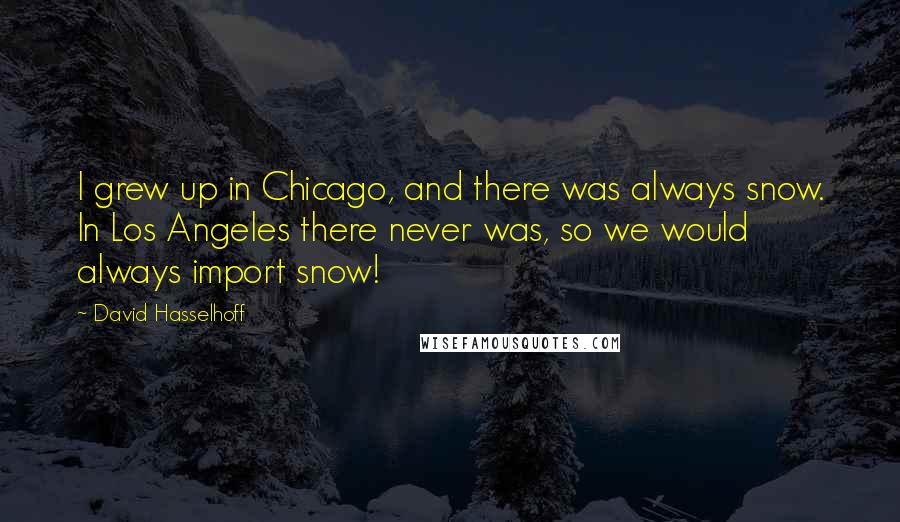 David Hasselhoff Quotes: I grew up in Chicago, and there was always snow. In Los Angeles there never was, so we would always import snow!