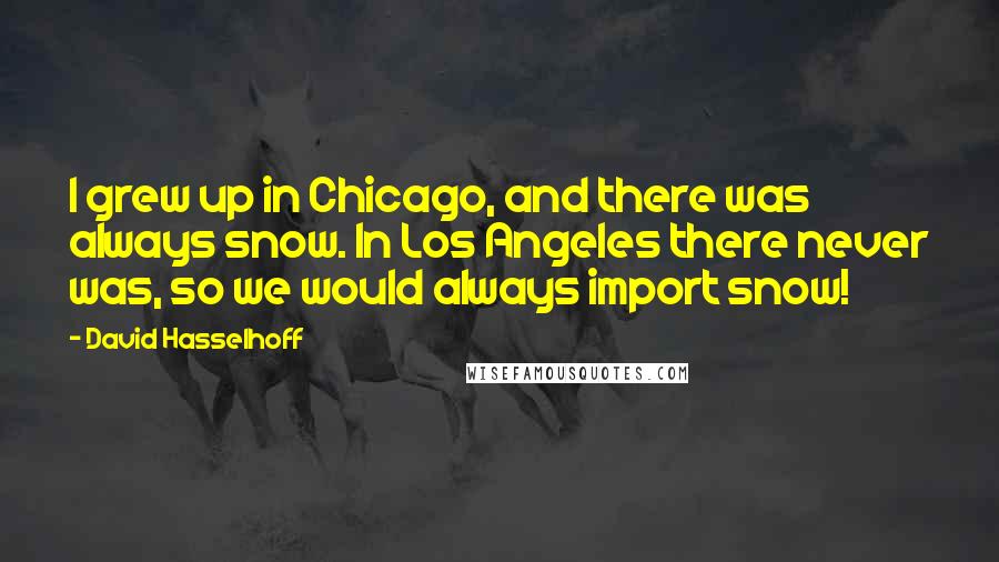 David Hasselhoff Quotes: I grew up in Chicago, and there was always snow. In Los Angeles there never was, so we would always import snow!