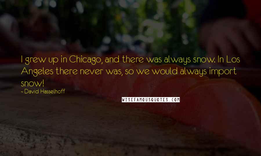 David Hasselhoff Quotes: I grew up in Chicago, and there was always snow. In Los Angeles there never was, so we would always import snow!