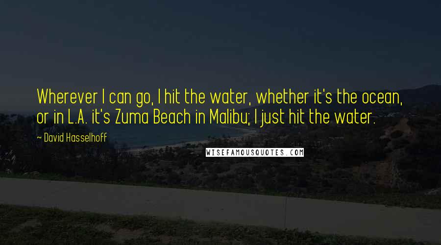David Hasselhoff Quotes: Wherever I can go, I hit the water, whether it's the ocean, or in L.A. it's Zuma Beach in Malibu; I just hit the water.