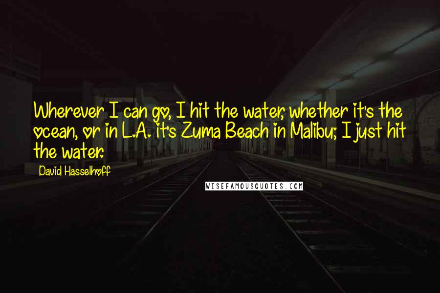 David Hasselhoff Quotes: Wherever I can go, I hit the water, whether it's the ocean, or in L.A. it's Zuma Beach in Malibu; I just hit the water.