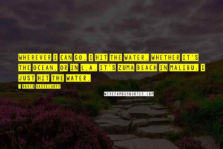 David Hasselhoff Quotes: Wherever I can go, I hit the water, whether it's the ocean, or in L.A. it's Zuma Beach in Malibu; I just hit the water.