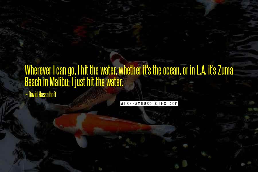 David Hasselhoff Quotes: Wherever I can go, I hit the water, whether it's the ocean, or in L.A. it's Zuma Beach in Malibu; I just hit the water.