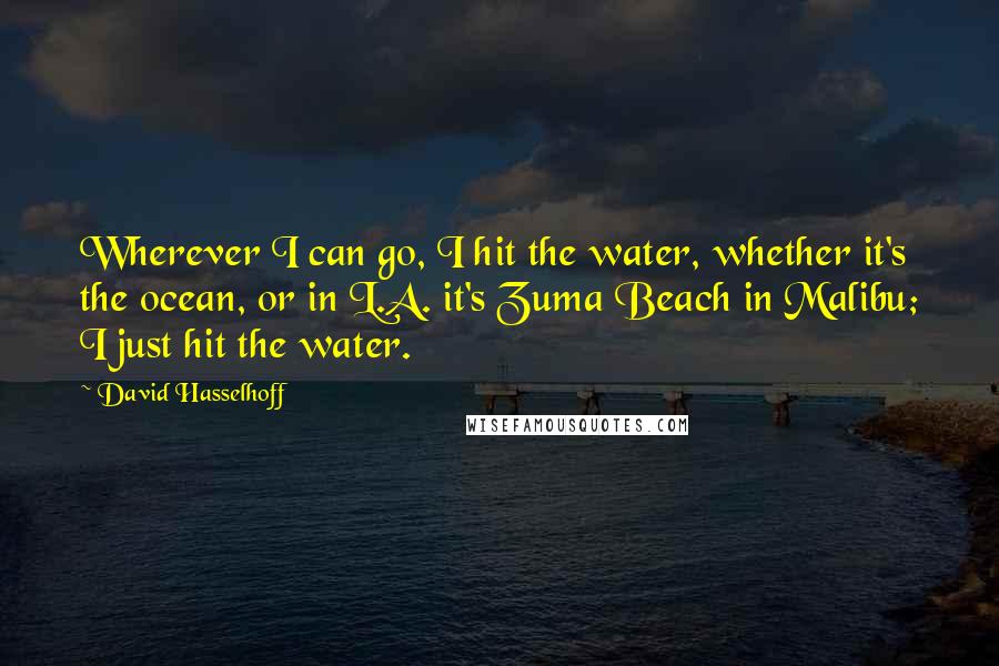 David Hasselhoff Quotes: Wherever I can go, I hit the water, whether it's the ocean, or in L.A. it's Zuma Beach in Malibu; I just hit the water.