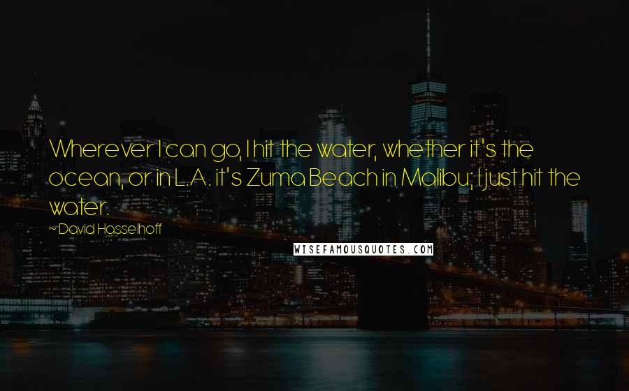 David Hasselhoff Quotes: Wherever I can go, I hit the water, whether it's the ocean, or in L.A. it's Zuma Beach in Malibu; I just hit the water.