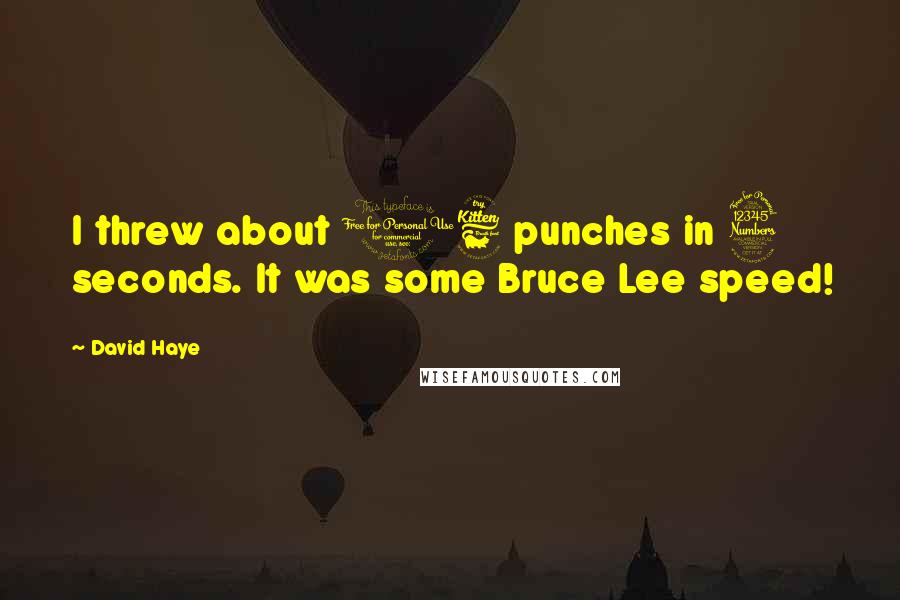 David Haye Quotes: I threw about 16 punches in 3 seconds. It was some Bruce Lee speed!