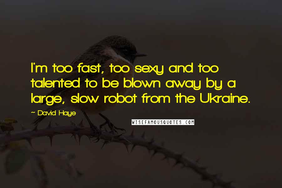 David Haye Quotes: I'm too fast, too sexy and too talented to be blown away by a large, slow robot from the Ukraine.