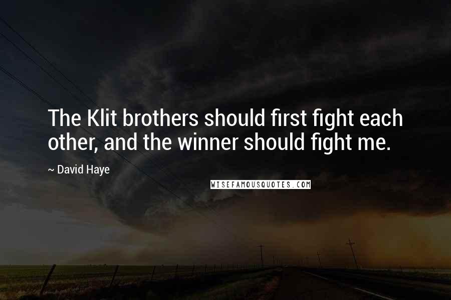 David Haye Quotes: The Klit brothers should first fight each other, and the winner should fight me.