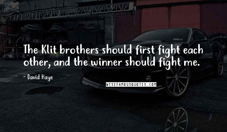 David Haye Quotes: The Klit brothers should first fight each other, and the winner should fight me.