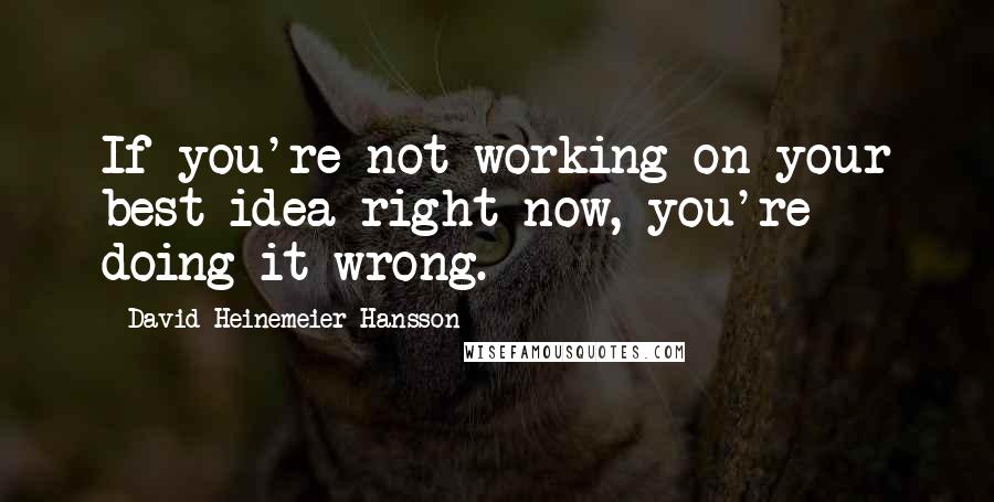 David Heinemeier Hansson Quotes: If you're not working on your best idea right now, you're doing it wrong.