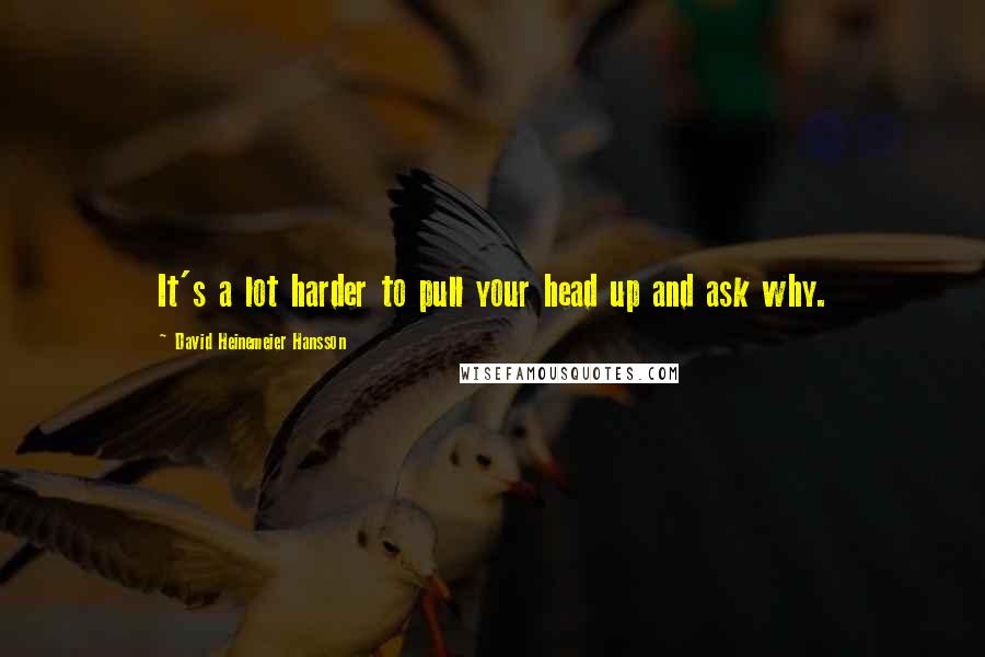 David Heinemeier Hansson Quotes: It's a lot harder to pull your head up and ask why.