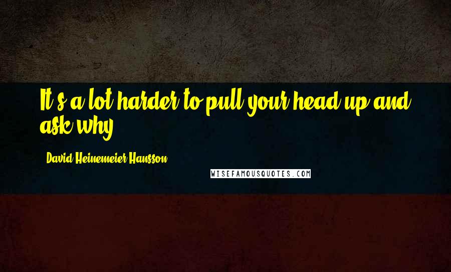 David Heinemeier Hansson Quotes: It's a lot harder to pull your head up and ask why.