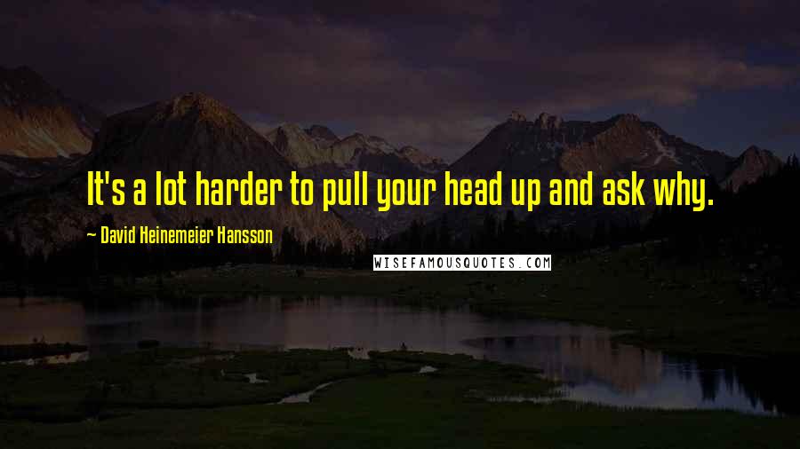 David Heinemeier Hansson Quotes: It's a lot harder to pull your head up and ask why.