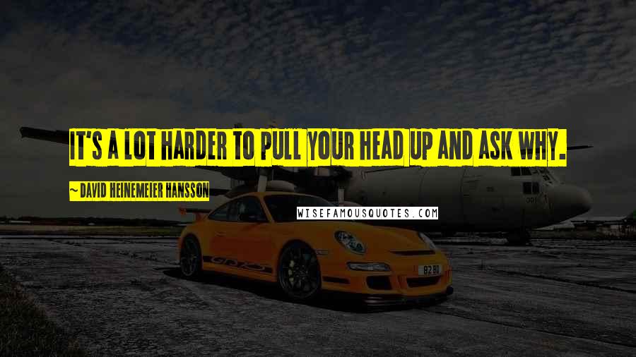 David Heinemeier Hansson Quotes: It's a lot harder to pull your head up and ask why.