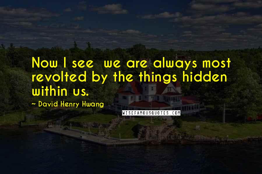 David Henry Hwang Quotes: Now I see  we are always most revolted by the things hidden within us.