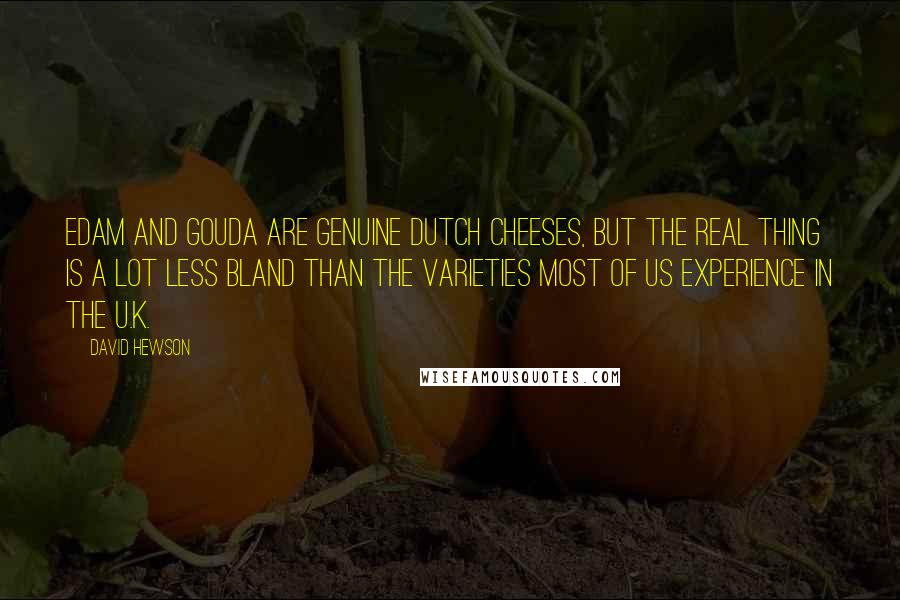 David Hewson Quotes: Edam and Gouda are genuine Dutch cheeses, but the real thing is a lot less bland than the varieties most of us experience in the U.K.