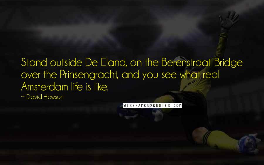 David Hewson Quotes: Stand outside De Eland, on the Berenstraat Bridge over the Prinsengracht, and you see what real Amsterdam life is like.