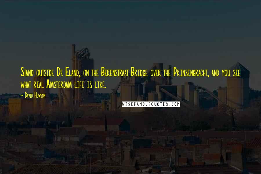 David Hewson Quotes: Stand outside De Eland, on the Berenstraat Bridge over the Prinsengracht, and you see what real Amsterdam life is like.