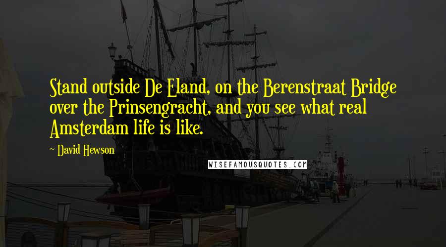 David Hewson Quotes: Stand outside De Eland, on the Berenstraat Bridge over the Prinsengracht, and you see what real Amsterdam life is like.