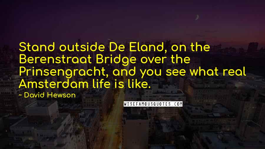 David Hewson Quotes: Stand outside De Eland, on the Berenstraat Bridge over the Prinsengracht, and you see what real Amsterdam life is like.