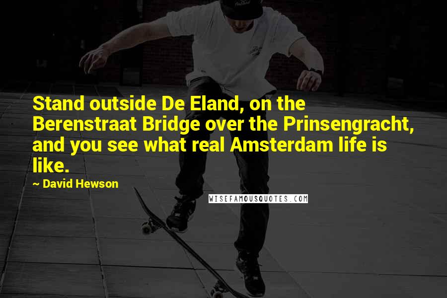 David Hewson Quotes: Stand outside De Eland, on the Berenstraat Bridge over the Prinsengracht, and you see what real Amsterdam life is like.