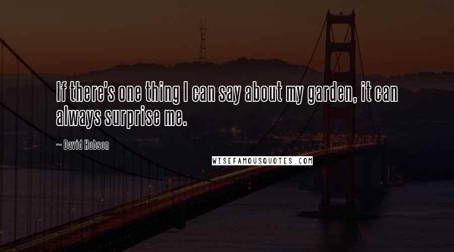 David Hobson Quotes: If there's one thing I can say about my garden, it can always surprise me.