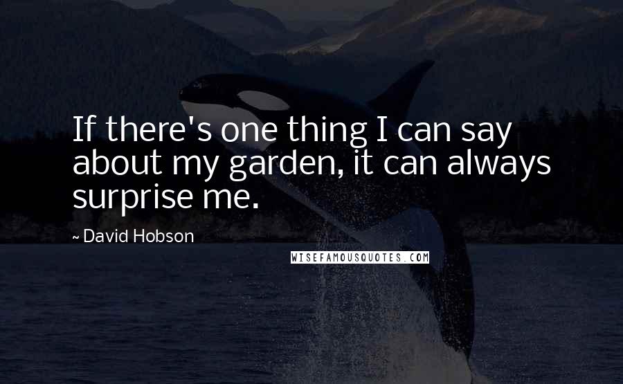 David Hobson Quotes: If there's one thing I can say about my garden, it can always surprise me.