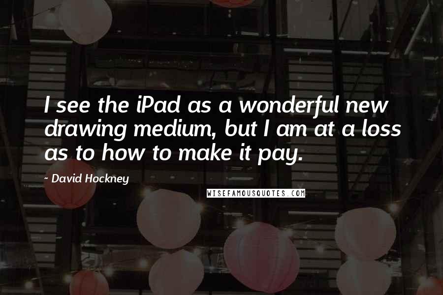 David Hockney Quotes: I see the iPad as a wonderful new drawing medium, but I am at a loss as to how to make it pay.