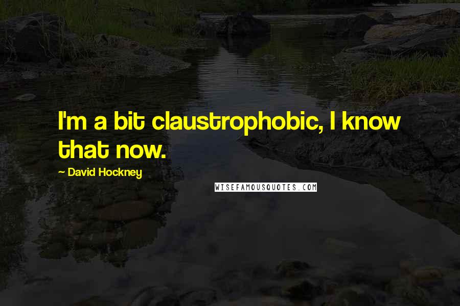 David Hockney Quotes: I'm a bit claustrophobic, I know that now.