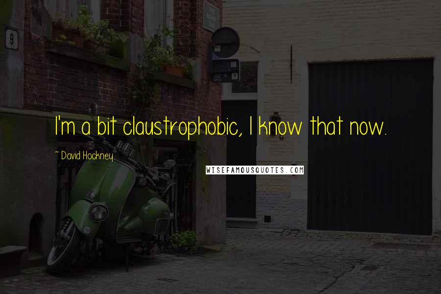 David Hockney Quotes: I'm a bit claustrophobic, I know that now.