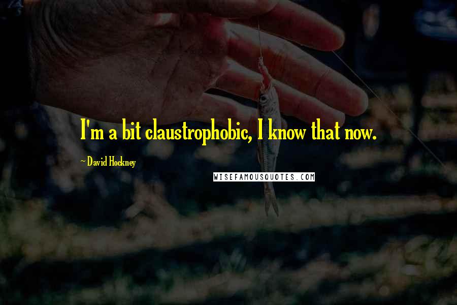 David Hockney Quotes: I'm a bit claustrophobic, I know that now.