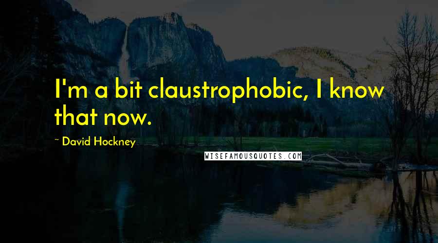 David Hockney Quotes: I'm a bit claustrophobic, I know that now.