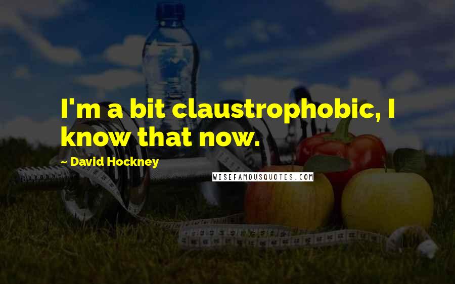 David Hockney Quotes: I'm a bit claustrophobic, I know that now.