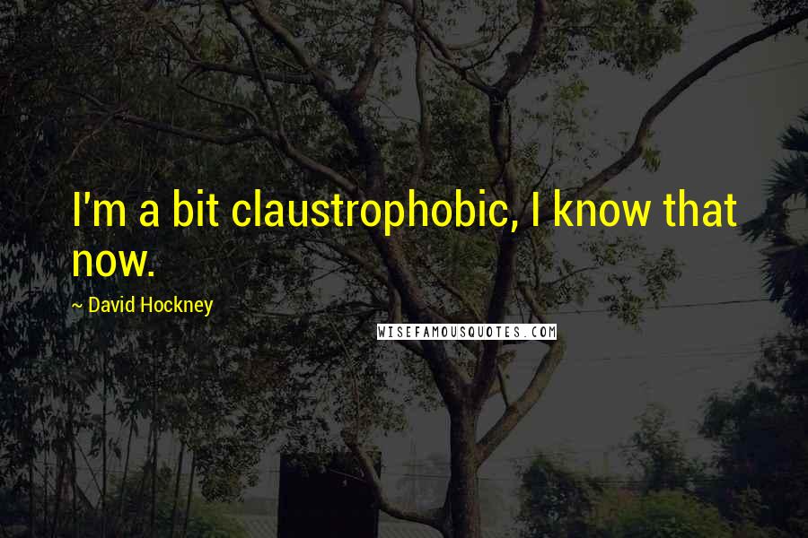 David Hockney Quotes: I'm a bit claustrophobic, I know that now.