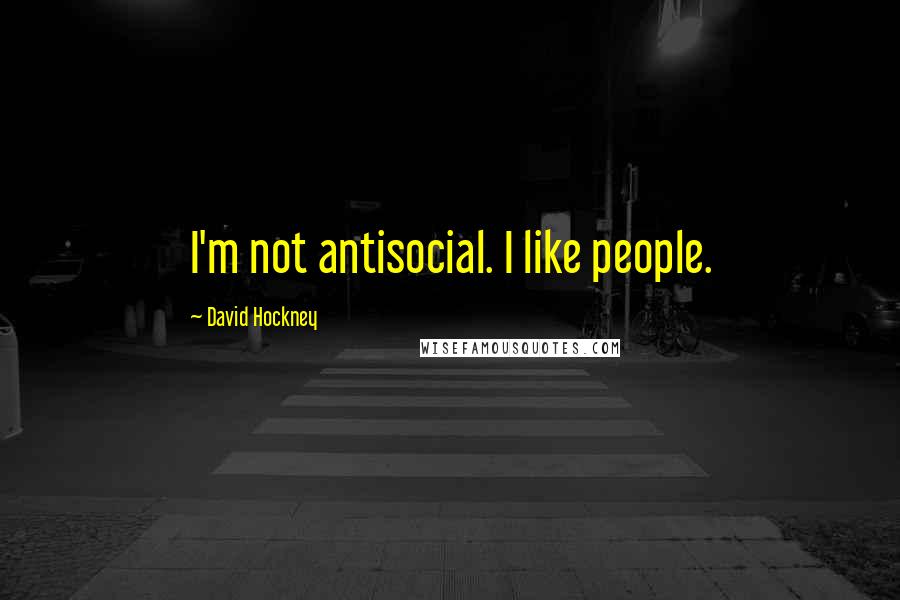 David Hockney Quotes: I'm not antisocial. I like people.