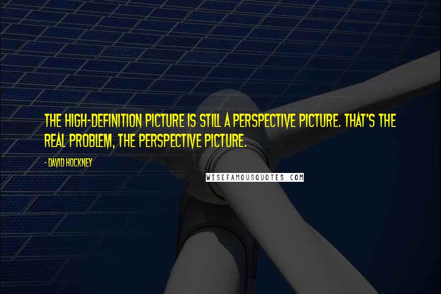 David Hockney Quotes: The high-definition picture is still a perspective picture. That's the real problem, the perspective picture.