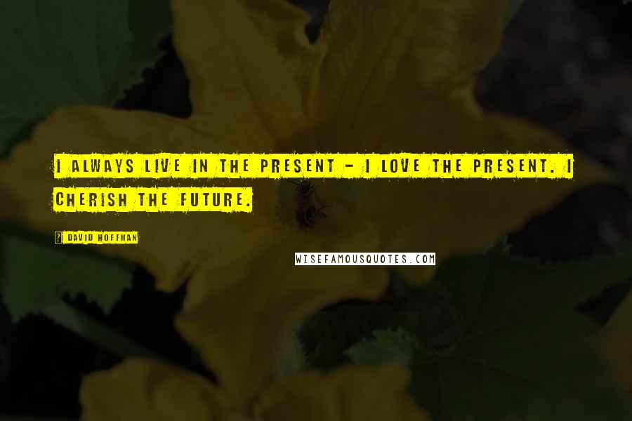David Hoffman Quotes: I always live in the present - I love the present. I cherish the future.