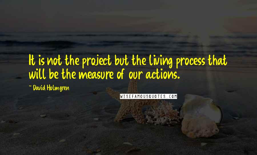 David Holmgren Quotes: It is not the project but the living process that will be the measure of our actions.