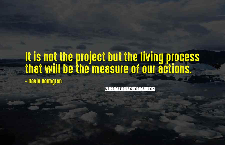 David Holmgren Quotes: It is not the project but the living process that will be the measure of our actions.