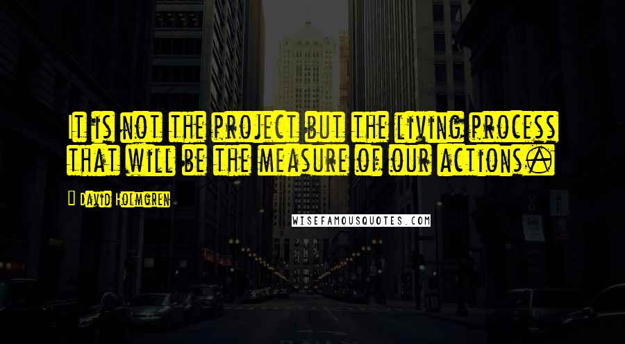 David Holmgren Quotes: It is not the project but the living process that will be the measure of our actions.
