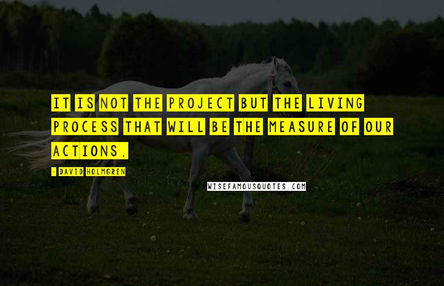 David Holmgren Quotes: It is not the project but the living process that will be the measure of our actions.