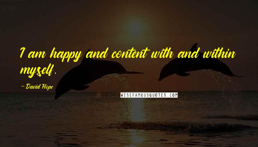 David Hope Quotes: I am happy and content with and within myself.