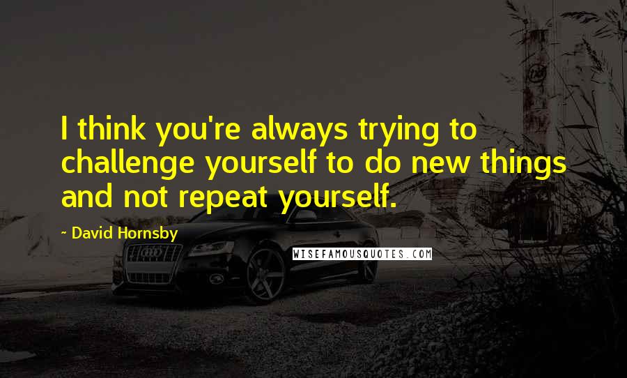 David Hornsby Quotes: I think you're always trying to challenge yourself to do new things and not repeat yourself.