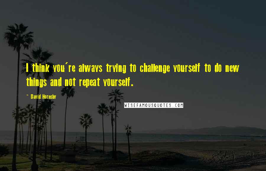 David Hornsby Quotes: I think you're always trying to challenge yourself to do new things and not repeat yourself.