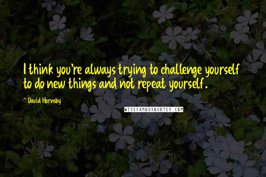 David Hornsby Quotes: I think you're always trying to challenge yourself to do new things and not repeat yourself.