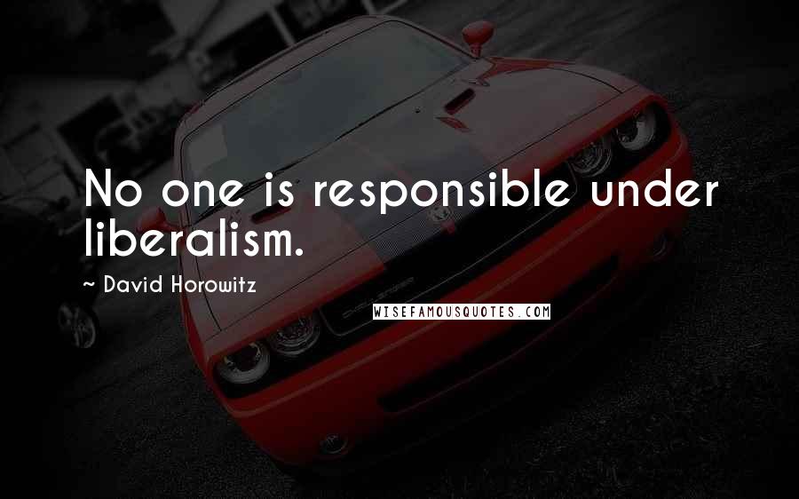 David Horowitz Quotes: No one is responsible under liberalism.